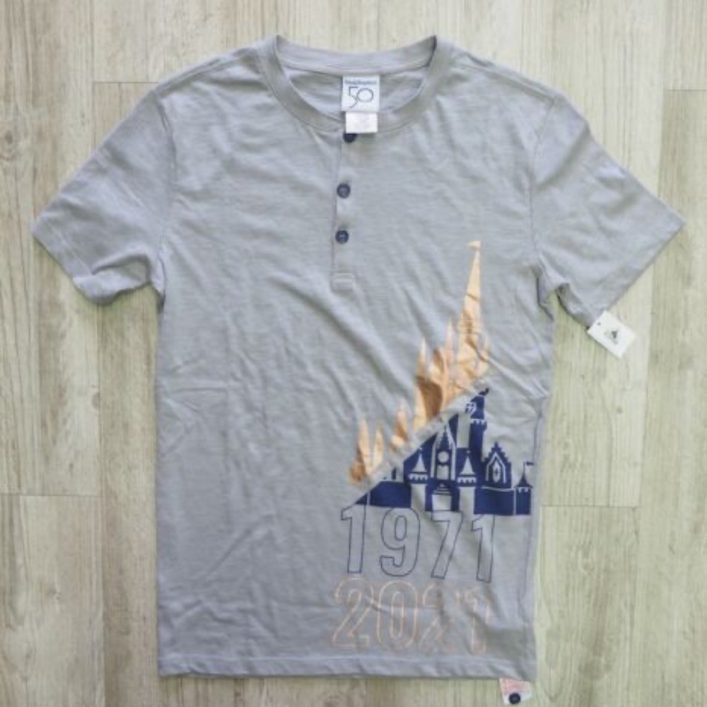 Disney World 50th Anniversary October 1st Castle Button Shirt SMALL - NEW
